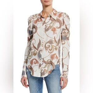 See by Chloe WHITE FLORAL PAISLEY PRINT BLOUSE - Large ( EU 40)